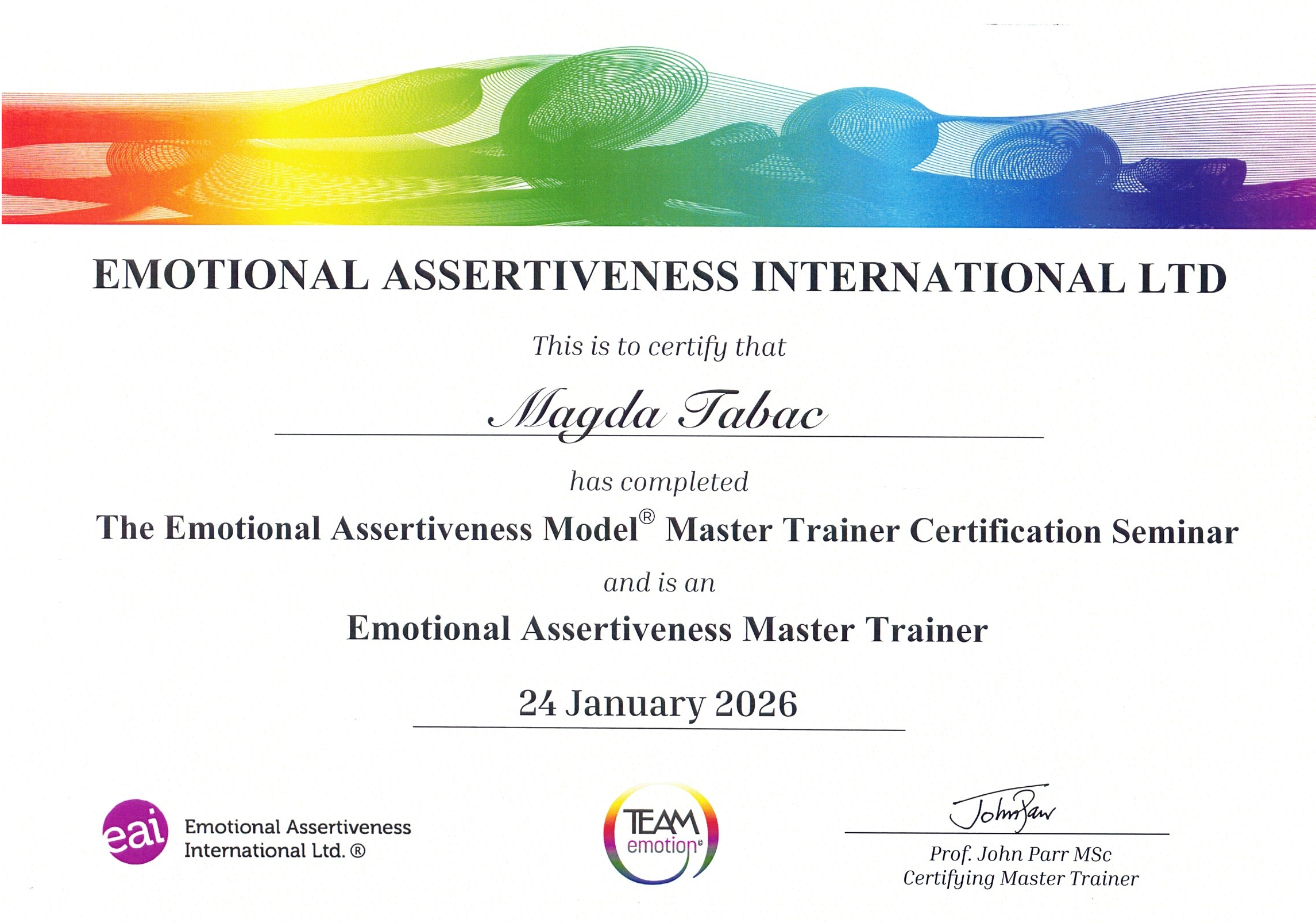 Magda Tabac Emotional Assertiveness Master Trainer